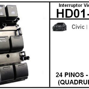 IVE BOTAO HD CIVIC 2012/2015 / 24 PINOS - SEM LED (QUADRUPLO D/E.) HD01-1005 - 1505.002