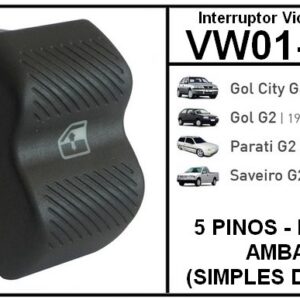 IVE BOTAO VW GOL G1 ( QUADRADO ) / SANTANA ANTIGO - 6 PINOS (SIMPLES) = VW01-0022